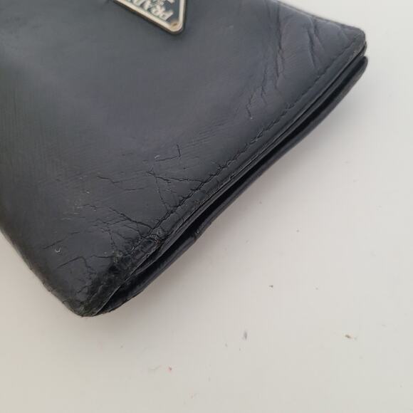 PRADA Black Nero Saffiano Leather Wallet Medium Bifold Compact Unisex Authentic - Picture 13 of 15
